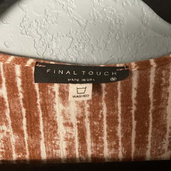 Final Touch Tied Blouse ~ Small ~ Brown and White - Picture 10 of 10